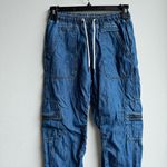 Pilcro Anthropologie  Cottage Utility Cargo Drawstring Jeans Size Small Relaxed Photo 4