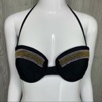 Ninety six degrees black beaded bikini top swimwear bathing suit swimsuit m Gold Size M Photo 1