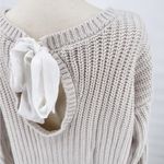 Torrid Chunky Knit Sweater Size 1 Open Back Bow Tie Cable Knit Cream Photo 3