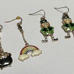 Lot Of 2 Pierced Earrings Dangle Drop St Patrick’s Irish Leprechaun / Rainbow Photo 0