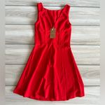 RIHOAS The Red Boat Neck High Waisted Mini Dress Small Red NWT IN PACKAGE Photo 3
