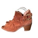 Sundance  Pienza Rust Brown Suede Ankle Open Toe Booties size 8 size 38 Photo 4