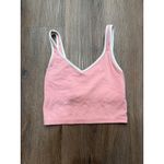 Aerie OFFLINE Pink Cropped Tank Top White Trim XS Photo 2