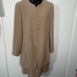 Ann Taylor Vintage Tan Formal 100% Silk Jacket Dress Size 10 EUC Photo 1