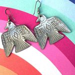 Silver tone Etched Eagle Earrings Silver Photo 6