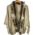 Military Hippie Felicity Faux Fur Batwing Cardigan Tan Photo 0