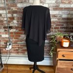 Women Black Chiffon Cape V Neck Bodycon Pencil Cocktail Elegant midi Dress M Size M Photo 3