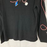 VTG Studio Joy Womens L Christmas Holiday Embroidered Sweater Santa Claus Winter Black Size L Photo 10