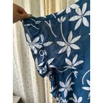 Mango Republic Hawaiian Tropical Ruffle Hem Oversized Kaftan Blouse One Size Blue Size undefined Photo 2