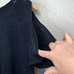 Seed Heritage Dark Navy Linen Short Sleeve Cold Shoulder Top With Tie Detail Photo 3