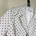 Vintage Polka Dot Blazer Women’s XL Dressbarn Notched Collar Lined Cotton Jacket White Photo 5