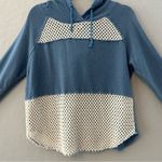 We The Free  blue crochet knit hooded sweatshirt size medium Photo 1