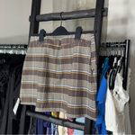 Topshop Brown Blue Plaid Pleated Micro Mini Preppy Skirt Photo 6