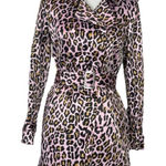 Joan Rivers  Trench Coat Belted Classic Pink Leopard Multi Women’s Size Small Photo 0