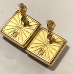 YSL Yves Saint Laurent Iridescent Red Pink Gold Tone Earrings Photo 8