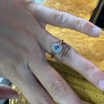 Natural Aquamarine Sterling Silver Halo Ring Size 6 Photo 3