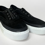 AllSaints Womens 37 Black Suede Slip On Platform Sneakers Casual Streetwear Shoe Size 6.5 Photo 0