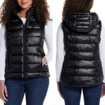 Weatherproof  Women's Shiny Black Hooded Vest‎ Size Small Photo 1