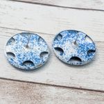 Vintage Earrings For Pierced Ears Blue & White Circle Photo 5