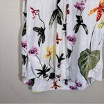 Joie  White Tropical Floral Print Linen Shift Dress Womens M Short Sleeve Mini Photo 9