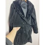 Vintage Black Suede Leather Jacket Coat Zip Up Womens Size M Gitano Fur Colar Size M Photo 1