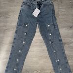 Maniere De Voir  Blue Straight Leg Jeans with Button Detail Photo 1