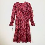 Rachel Roy Anja Red Tiger Print Ruched Midi Dress Size 12 Photo 3