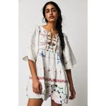 Free People NWT  x Place Nationale Fawley Mini Dress Floral Embroidery US 8-10 Photo 1