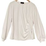 Hanna Nikole Long Sleeve Ruched Top Plus Size 22W Office Siren Career Corporate White Photo 0