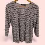 Elementz Y2K gray stretchy mesh ruffle stripe shiny bling top stretchy Photo 1
