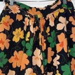 Who What Wear Black Orange Peach Gold Yellow Floral Elastic Waist Skirt Size XS Photo 3