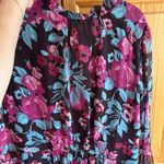 Floral Black Pink and Light Blue Boho Women's Dress Size L Photo 4