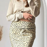 ✨Studio M 100% Silk Cream/Black Sz Medium Skirt✨ Black Photo 0