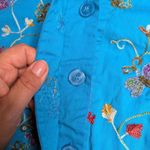 Quacker Factory Vtg Y2K Blue Floral Butterfly Embroidered Beaded Cotton Jacket S Photo 3