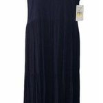Karen Kane - Spring Dresses II - Crush MIDI Dress Navy Blue Crinkle Tiered NWT Photo 0