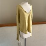 Free People long sleeve waffle knit lime Yellow Top size medium new with tags Photo 9