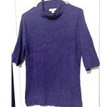 Coldwater Creek  Silk Knit Sweater Purple Turtleneck short sleeves ribbed sz M Photo 0