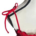 J.Crew  Smocked Ruffle Edge Tie Shoulder Square Neck Bikini Top Size 2X Red Swim Photo 1