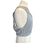 Free People  Large  Gauze Lace Crochet Tie Back Crop Top Gray High Neck Photo 3