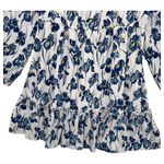 Jason Wu Dress Womens 10 White Blue Silk Floral Ruffle Mini Long Sleeve Designer Photo 5