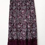 Abercrombie & Fitch [] Purple Floral Paisley Print Lace Trim Midi Skirt Sz Medium Photo 0