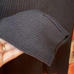 Leith Black Ribbed Retro Button Up Long Sleeve Top Photo 14