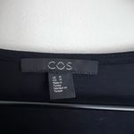 COS  navy blue Scuba Midi Dress Ruffled drawstring Sleeves boxy modest M Photo 3