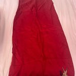 Red French Chemise Slip Dress with Embroidered Detail Size 38 Photo 0