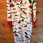NWT Hatley Little Blue House Christmas Jumpsuit Pajama L One Piece Ugly Sweater Red Size L Photo 0