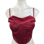 Women's Red Purple Satin Silky Sleeveless Cowl Neck Crop Bustier Corset Top S Photo 0