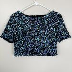 Charlotte Russe NEW Shirt Size M Vegas Baby All Over Sequin Crop Top Photo 8