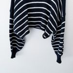ZARA [] Blue Striped Chunky Knit Boxy Cropped Sweater Balloon Sleeves Sz Medium M Photo 8