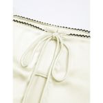 COMMENSE Cream Satin Cami Top Black Trim Open Tie Back Cropped Size M Size M Photo 2