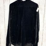 ASOS  Top Women Size Small Long Sleeve Mock Neck Zip Closure Velvet Blouse Black Photo 0